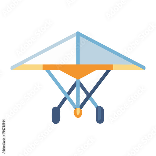 Hang glider illustration with white sail and blue frame