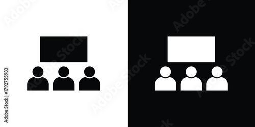Classroom icon flat design. Modern style in black color.
