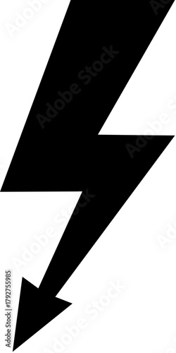 Black lightning bolt icon representing electric power and danger