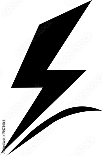 Stylized black lightning bolt symbol for power and energy icon