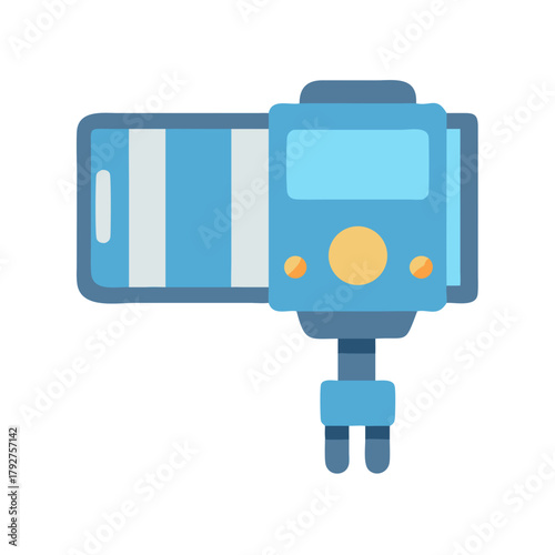 Simple flat vector illustration of a smartphone selfie stick