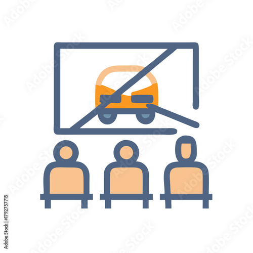 Drive-in movie concept with spectators watching car on screen