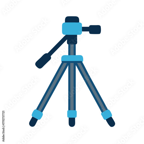 Blue flat design tripod vector graphic on black background