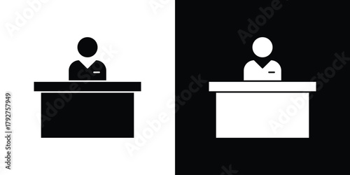 Court trial icon flat design. Modern style in black color.