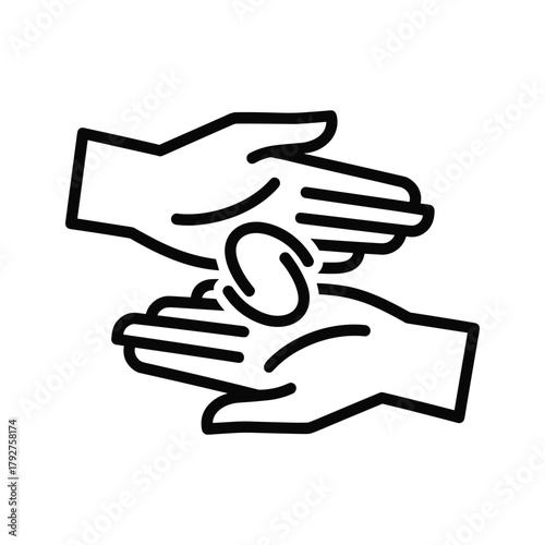 Two hands cupped together holding a single coin