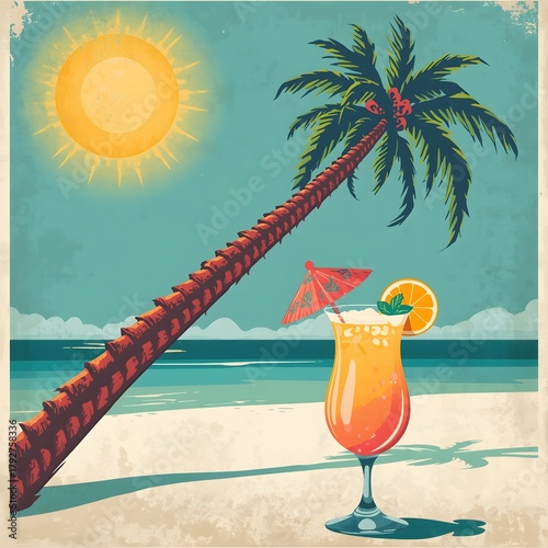 Tropical Beach Cocktail Palm Tree