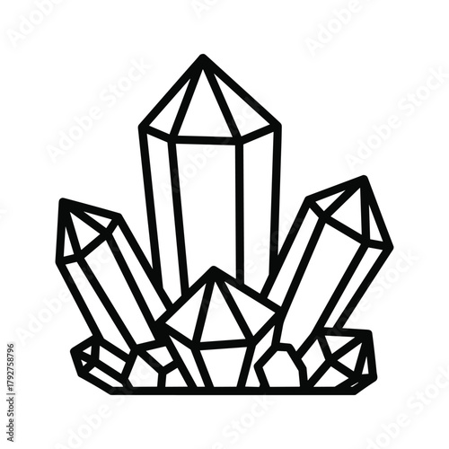 Outline drawing of a cluster of crystals