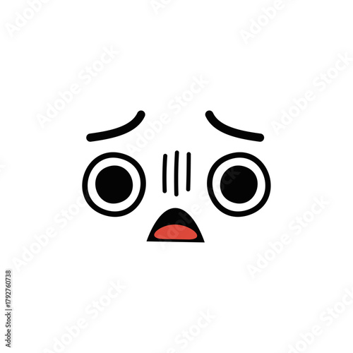 Distressed Emoji A Cartoon Face with a Worried Expression, Eyes Wide Open