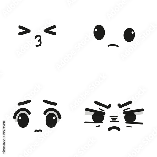 A captivating set of vector illustrations showcasing various human emotions and facial expressions, perfect for conveying diverse feelings