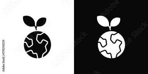 Environment icon flat design. Modern style in black color.