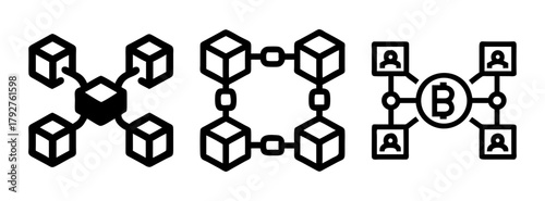 Blockchain network technology concept with bitcoin cryptocurrency and peer to peer system