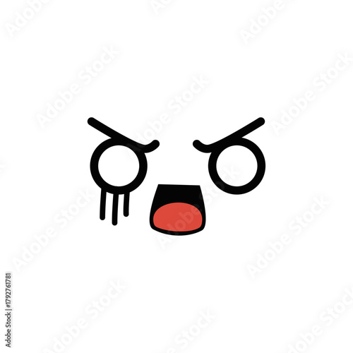 Furious and crying angry face cartoon icon, a visual concept of extreme emotional rage
