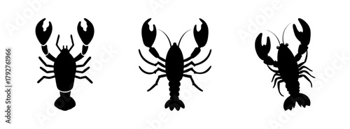 Crayfish silhouette vector art: crawfish, freshwater lobster, mudbug, yabby graphic design element
