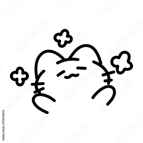 Cute Dazed Cat Cartoon Illustration with Dizzy Marks around its Head and a Dazed Expression