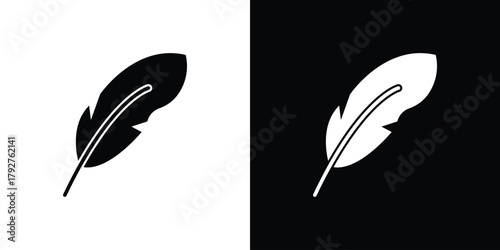 Feather icon flat design. Modern style in black color.