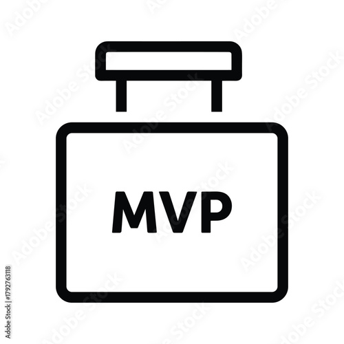 Icon representing mvp minimum viable product in a box shape