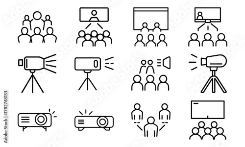 Creative Education and Art Icons Collection – Line Art Set Featuring Music, Theatre, Science, Painting, and Learning Tools for Schools and Online Education Design