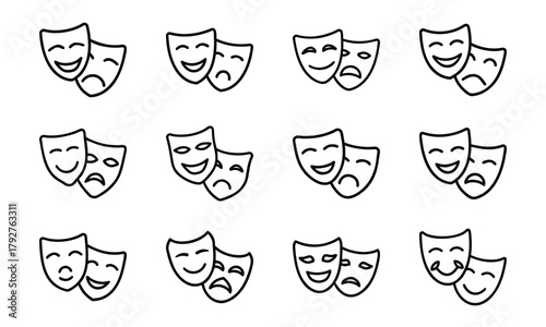 Creative Education and Art Icons Collection – Line Art Set Featuring Music, Theatre, Science, Painting, and Learning Tools for Schools and Online Education Design