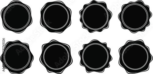 Vintage wine sealing wax and handmade decoration for luxury celebrations vector illustration silhouette. Wax seal insignia vector icon set