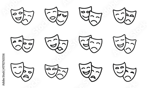 Creative Education and Art Icons Collection – Line Art Set Featuring Music, Theatre, Science, Painting, and Learning Tools for Schools and Online Education Design