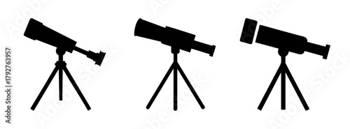 Telescope vector illustration set for astronomy stargazing and science education resources design