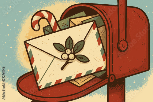 White icon marks glow vintage holiday vector mistletoe tucked envelope labels no