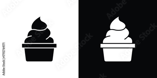 Frozen yogurt icon flat design. Modern style in black color.