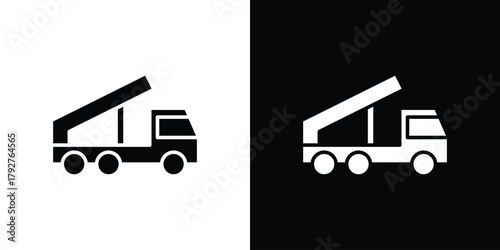Gangway truck icon flat design. Modern style in black color.