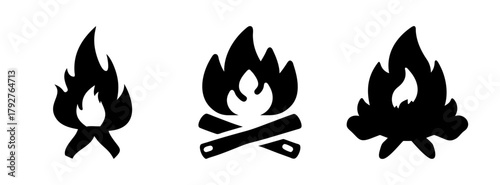 Vector illustration of campfire bonfire flame burning fire camping outdoor heat silhouette design element