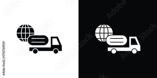 Global Logistic icon flat design. Modern style in black color.