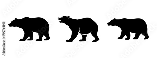 Black bear silhouette vector illustration set animal wildlife nature graphic design drawing images clip art