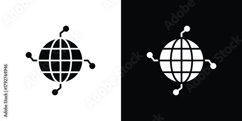 Global networking icon flat design. Modern style in black color.