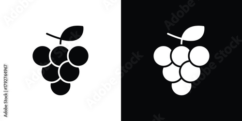 Grape icon flat design. Modern style in black color.