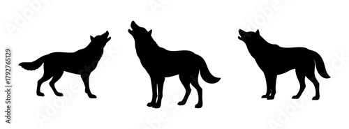 Howling wolf silhouette vector art illustration pack for animal lovers and graphic designers resource