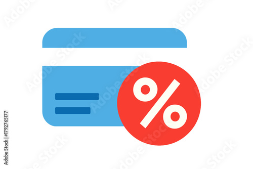 Discount minimal cool payment red contrasting key vector bold icon geometry blue