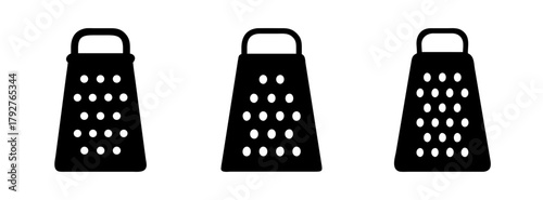 Black and white kitchen grater illustration for cheese vegetable food preparation and cooking design element