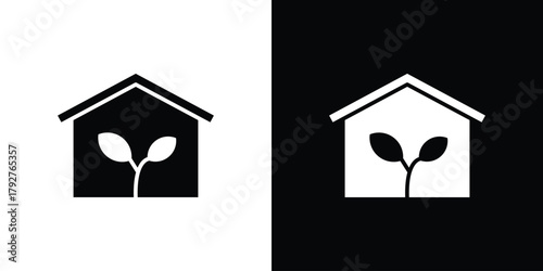 Greenhouse icon flat design. Modern style in black color.
