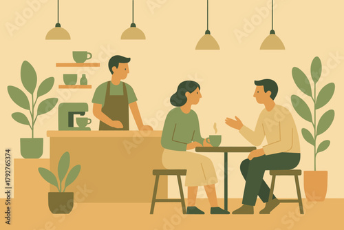 Geometric illustration chatting minimalist vector colors coffee letters icon no shop