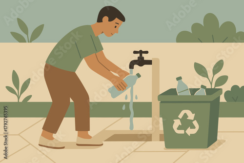 Friendly tap eco chinese letters vector bottle icon text warm no cyrillic