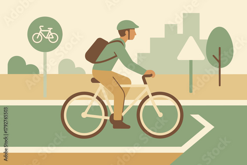 No riding flat full eco characters icon illustration friendly vector cohesive urban