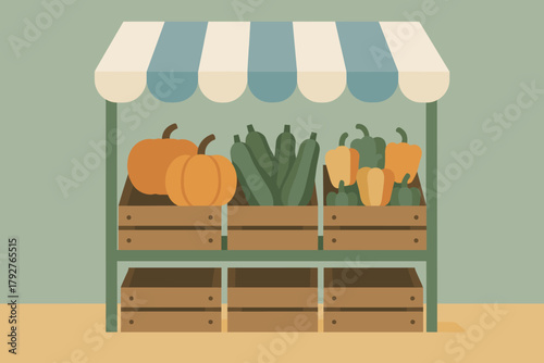 Organic no icon market style minimal geometric flat illustration green numbers vector