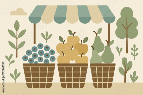 Labels farmers text market icon vector numbers eco apples marks typography sky