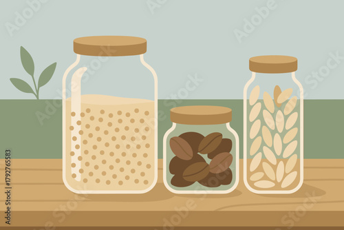 Cereals negative vector no icon kitchen eco typography sage sky counter friendly