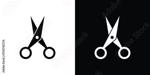 Hairdresser scissors icon flat design. Modern style in black color.
