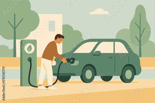 No characters electric captions earth typography blue car geometric vector charging icon