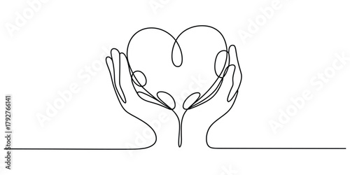 Group of happy jumping people in continuous line art illustration.