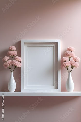 modern interior design with flowers and frame mockup