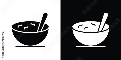 Japanese soup bowl icon flat design. Modern style in black color.