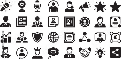 Personal Branding and Reputation Management Success Icon Set Vector