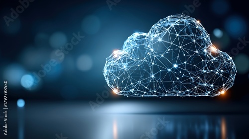 A Futuristic Representation of a Digital Cloud, Showcasing Interconnected Nodes and Lines That Illustrate Data and Technology Concepts in a Visual Display